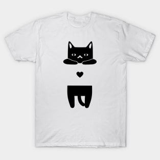 Cute kitten and black heart T-Shirt